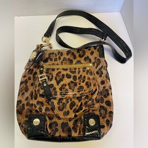 b. makowsky Leather Animal Print Shoulder Bag